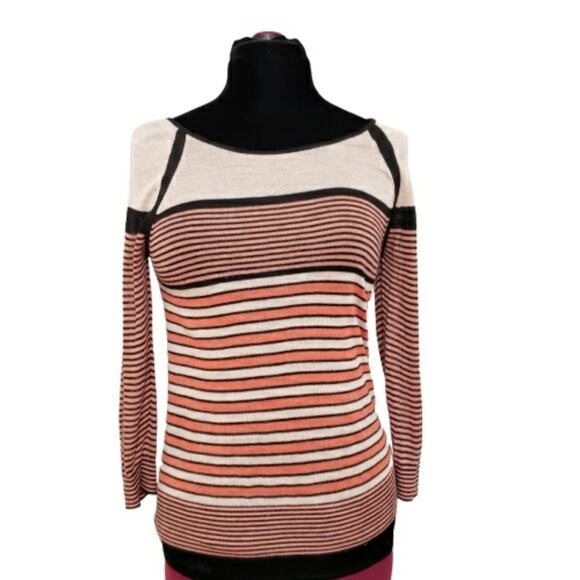 Ann Taylor LOFT Color Block Horizontal Striped Scoop Neck Sweater Medium - Picture 1 of 11